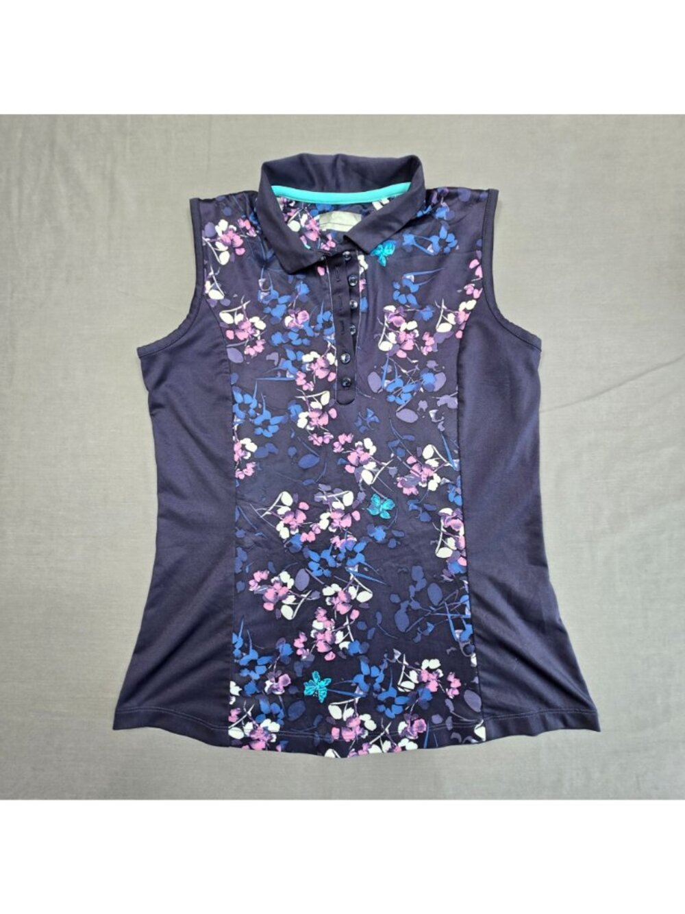 Callaway Small Golf Pickleball Set Floral Navy Sleeveless Polo Shirt Skirt - Picture 2 of 9